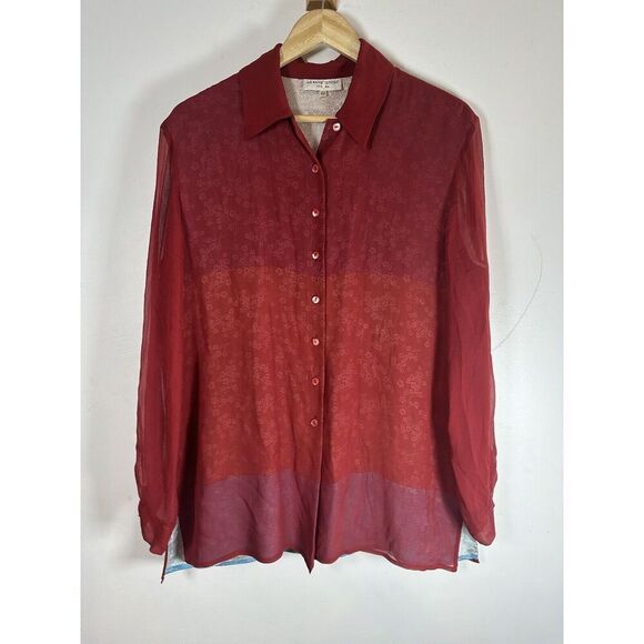 Armand Ventilo Red Silk Floral Underlay button up Woman’s EU 42 US 10 GUC‎ - Picture 1 of 16